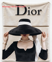 Dior Elegant Hat Lady Flannel Throw Blanket D153